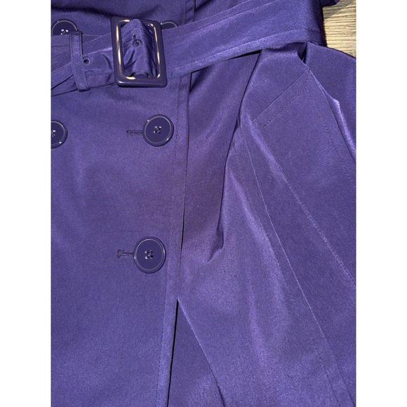 FOG by London Fog Trench Coat Double Breasted Purple Short Rain Jacket Women's X - Picture 3 of 5